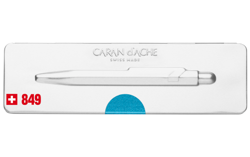 Caran d'Ache 849 Turquoise Ballpoint w/Tin Case - Image 4