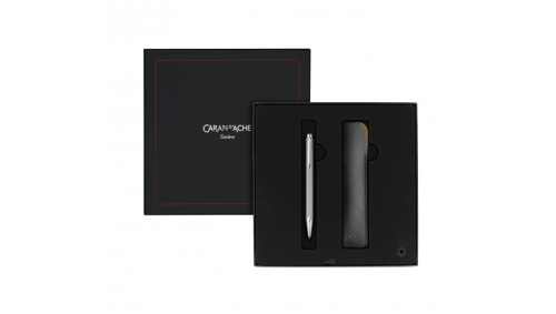 Caran d'Ache Ecridor Chevron Ballpoint Pen/Leather Case Set - Image 4