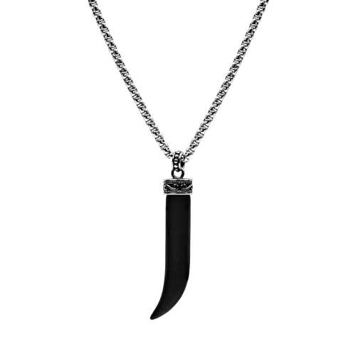 Black Onyx Wolf Fang Pendant