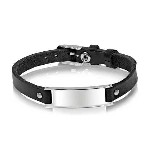 Clasp Italian Leather ID Bracelet