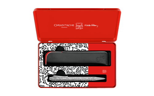 CARAN D'ACHE Set ECRIDOR KEITH HARING Ballpoint Pen & Leather Case - Special Edition - Image 4