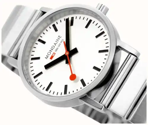 Mondaine WATCH 36mm Stainless Steel Bracelet White Dial - Image 3