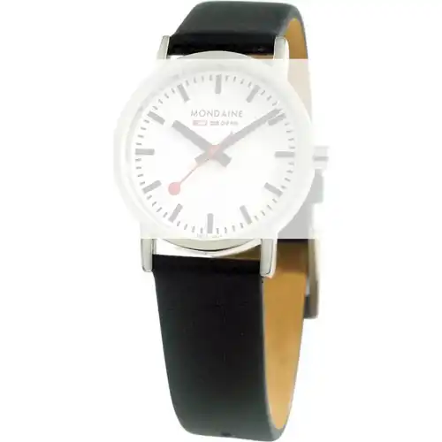 Mondaine 16mm Black Leather Strap with Matte Clasp - Image 2