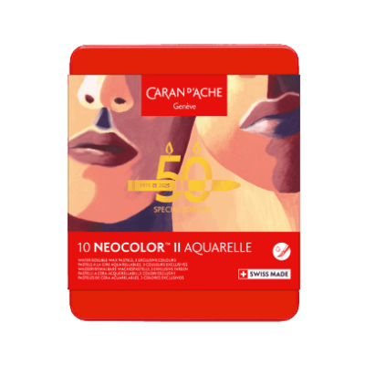 Caran d’Ache Box of 10 NEOCOLOR™ II Aquarelle Pastels 50 Years Portrait – Special Edition
