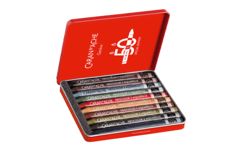 Caran d’Ache Box of 10 NEOCOLOR™ II Aquarelle Pastels 50 Years Dark – Special Edition - Image 2