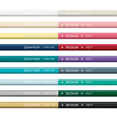 Caran d'AcheSet 9 Coloured Pencils Bicolor & 1 Brush Alpine Frost