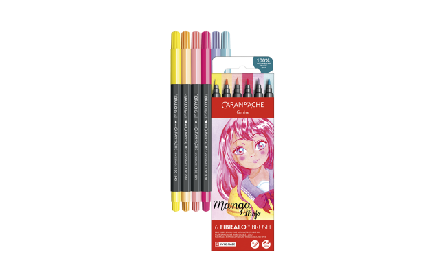 Set 6 Fibre-tipped Pens Fibralo; Brush Manga Shojo - Image 2