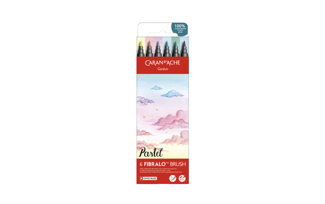 Set 6 Fibre-tipped Pens Fibralo; Brush Pastel