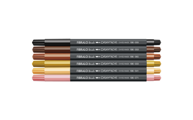 Set 6 Fibre-tipped Pens Fibralo; Brush Portrait Caran d’Ache - Image 3